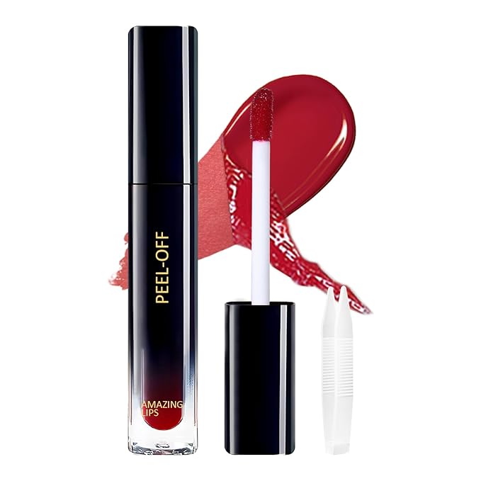 Peel Off Lip Liner Stain, Peel Off Lip Stain with Matte Finish, Peel Off Mask Tint, Waterproof, Long Lasting, Transfer Proof Red Lip Tint, Highly Pigmented Color