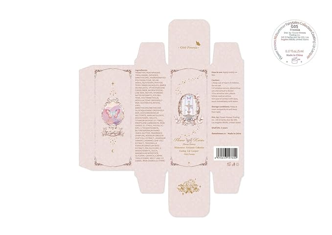 Flower Knows Midsummer Fairytales Lip Gloss-Glowy Moisturizing Coating Lip Lacquer-Hydrating Tinted Lip Oil for Girls&Women-Vegan & Cruelty Free-0.17Fl Oz(G05 Freesia)