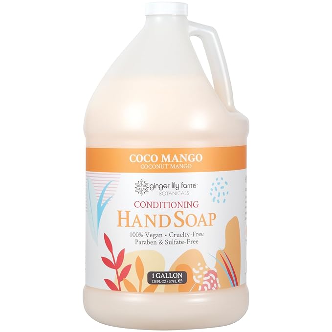 Ginger Lily Farms Botanicals All-Purpose Liquid Hand Soap Refill, Coco Mango, 100% Vegan & Cruelty-Free, Coconut Mango Scent, 1 Gallon (128 fl oz)