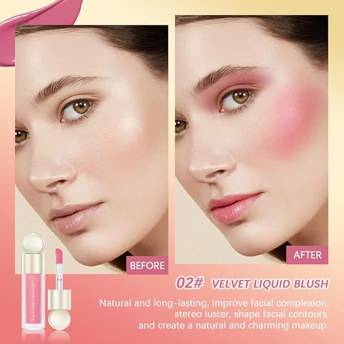 Liquid Blush, Soft Matte Lightweight Creamy Blush stick stick makeup.(02#Rose)