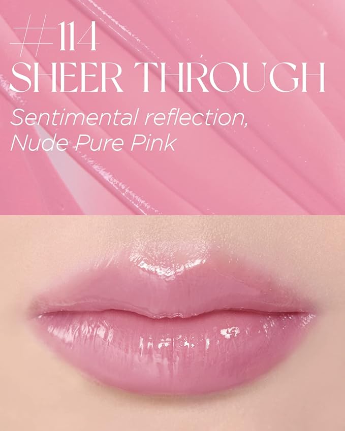 Non-Section Glowy Tint – 114 SHEER THROUGH – Glass Lasting Transparent & Flexible Lip Makeup - Moisturizing Lip Stain for Glossy Finish – Buildable Lipstick for Fuller Looking Lip, 0.18 fl.oz.