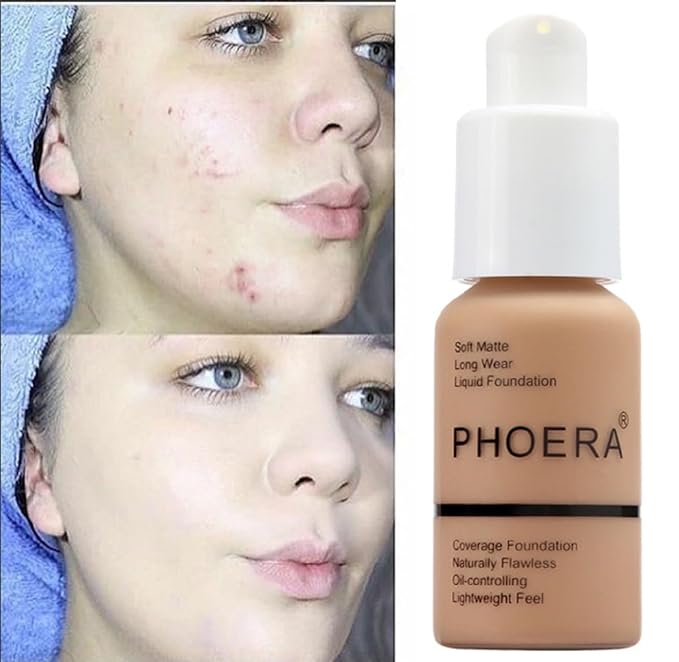 PHOERA Foundation,Flawless Soft Matte Liquid Foundation 24HR Oil Buff Beige)