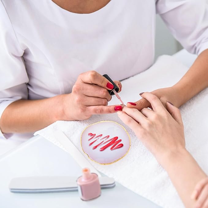 2pcs Heart-Shaped Resin Nail Art Palette, Gold Edge