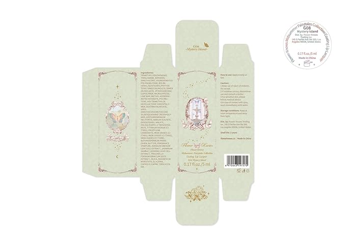 Flower Knows Midsummer Fairytales Lip Gloss-Glowy Moisturizing Coating Lip Lacquer-Hydrating Tinted Lip Oil for Girls&Women-Vegan & Cruelty Free-0.17Fl Oz(G08 Mystery Island)