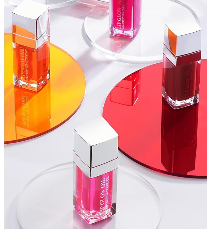 2 Colors Hydrating Plumping Lip Glow Oil,Moisturizing Lip Oil Gloss Transparent Glossy Lip Gloss Primer Lip Tint for Lip Care and Dry Lip (E176) (006#+020#)