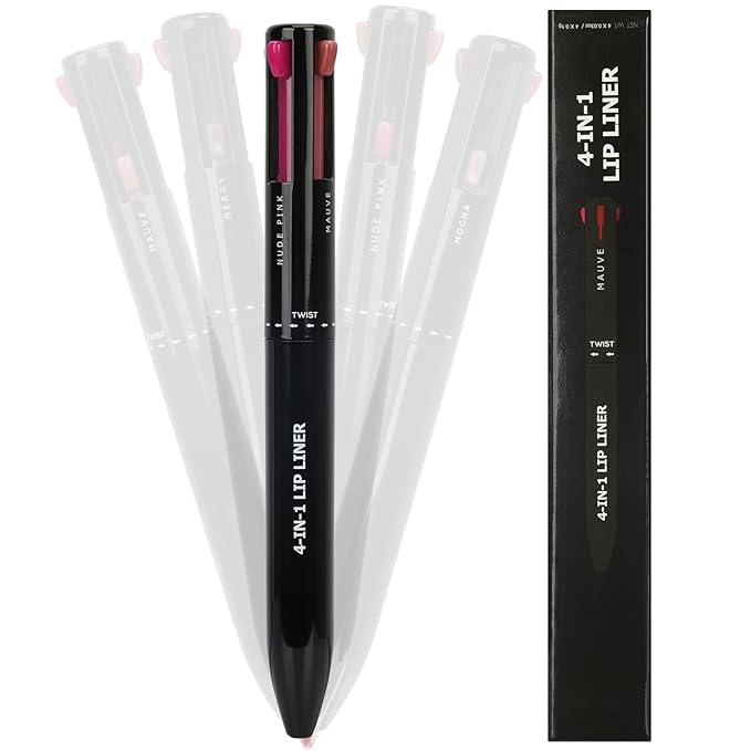 Arqumi Lip Liner - 4 In 1 Lip Liner High Pigmented Smooth Color Liner Retractable Lipstick Pencil,Smudge Proof Lipliner Pencil