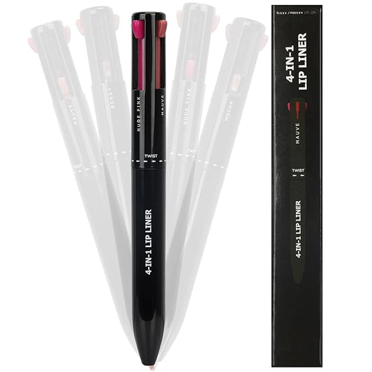 Arqumi Lip Liner - 4 In 1 Lip Liner High Pigmented Smooth Color Liner Retractable Lipstick Pencil,Smudge Proof Lipliner Pencil