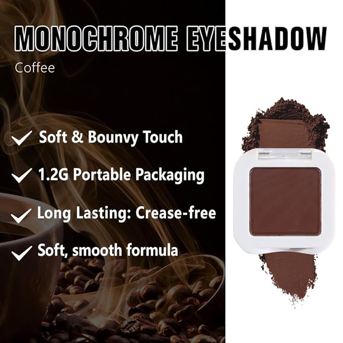 Kaely Pressed Single Eyeshadow Makeup, Coffee Matte Highly Pigmented Monochrome Eye Shadow Palette, Waterproof Neutral Powde Mini Eyeshadow, sombras para ojos, Lightweight Blendable, 09