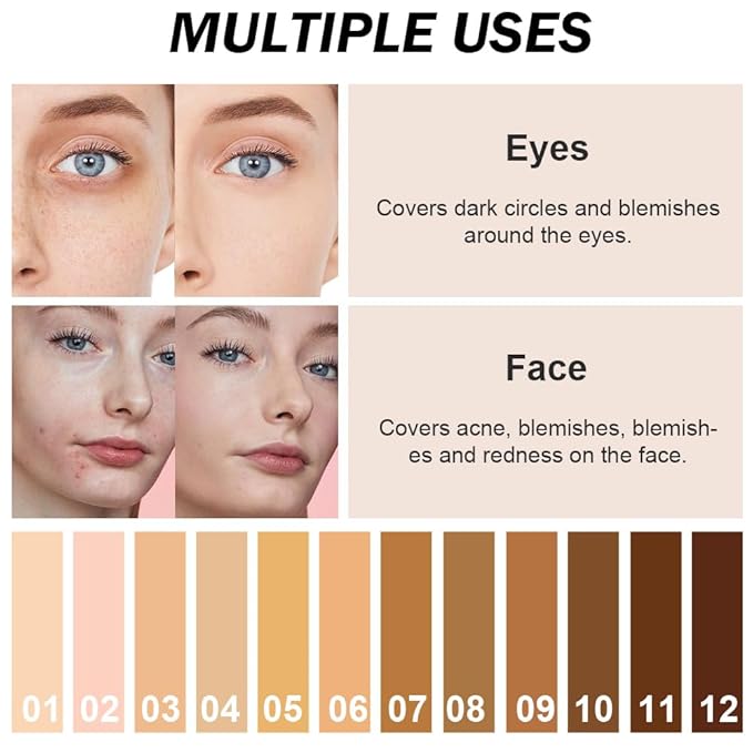 Kaely 2Pcs Cream Pot Concealer Full Coverage Set,Conceal