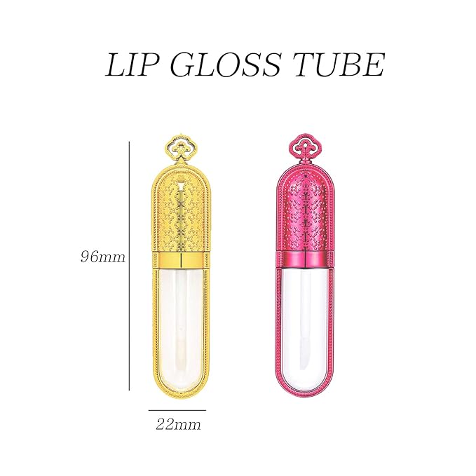 COSIDEA 24 PCS Refillable Empty 5ml GOLD Crown Lip Gloss Tubes with Wand，Cute Lipgloss Containers， DIY Lip Gloss Making Kit Container Bulk Wholesale
