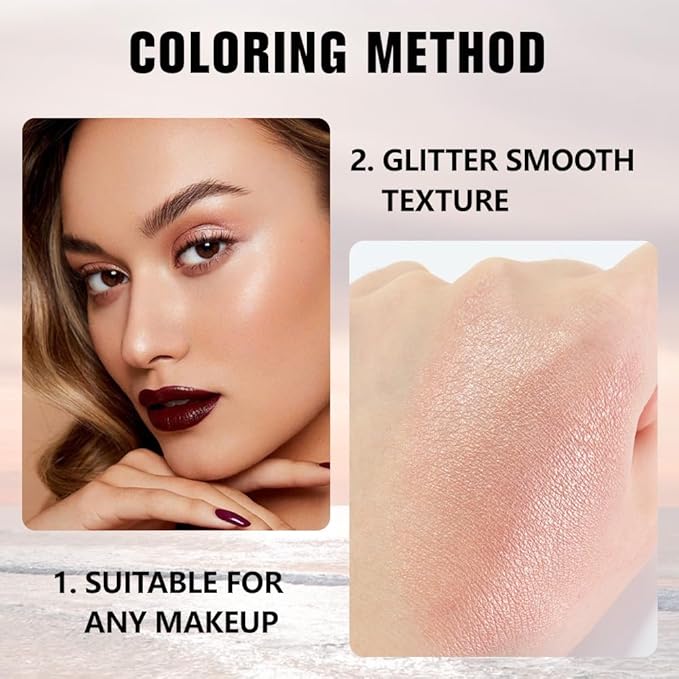 Kaely Pressed Single Eyeshadow Makeup, Champagne Shimmer Highly Pigmented Monochrome Eye Shadow Palette, Waterproof Neutral Powde Mini Eyeshadow, sombras para ojos, Lightweight Blendable, 03