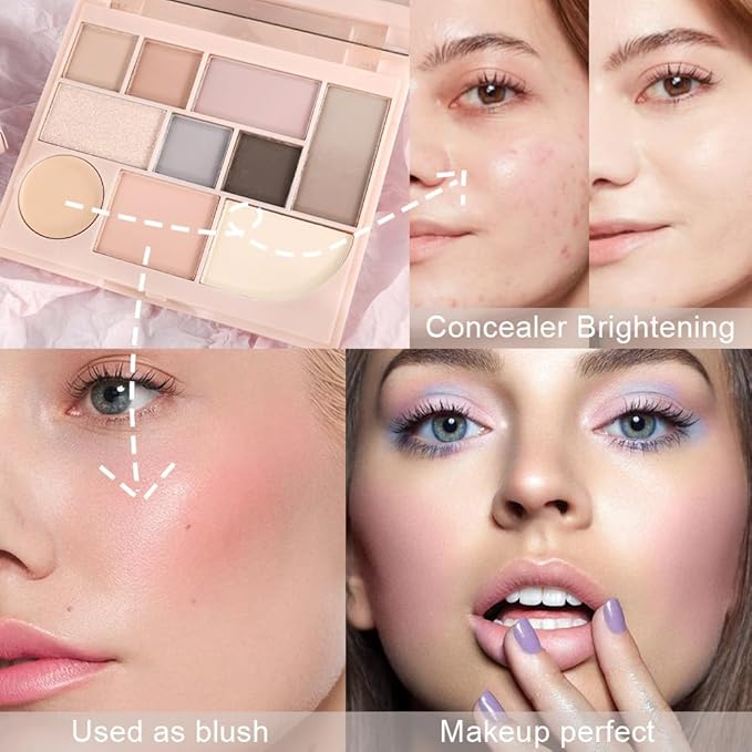 Shimmer Matte Eyeshadow Palette.Longwearing Highly Pigmented Natural Beige