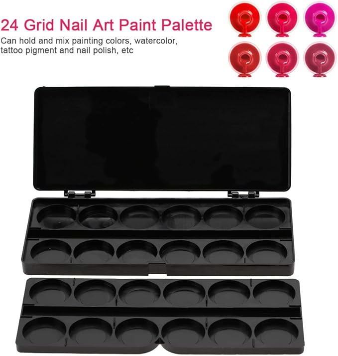 Nail Art Palette, 24 Grid Plastic Nail Art