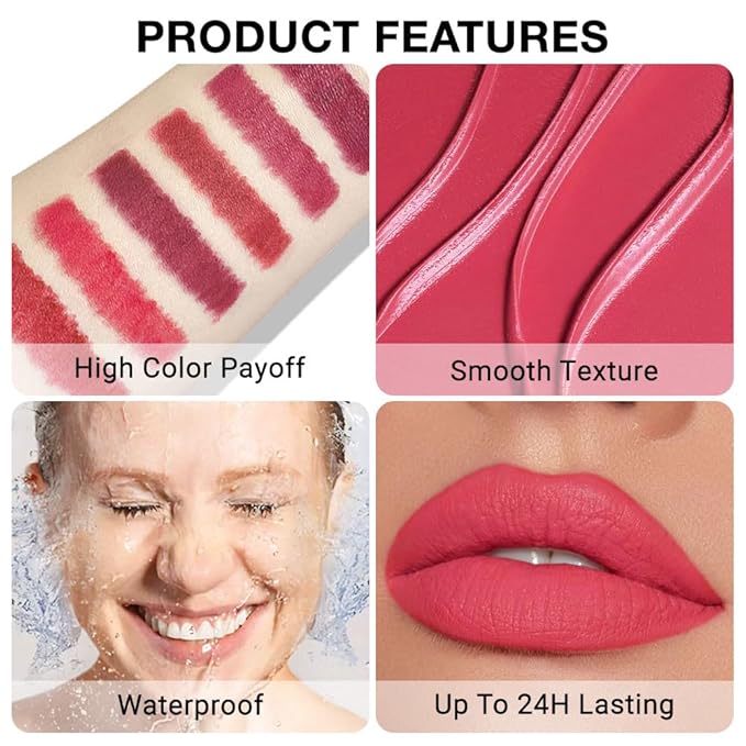evpct Silky Lip Liner Pencil Retractable, Carmine Red Smooth Lip Liner Creamy Velvet Lipliner Long-Lasting for Korean Makeup Contouring Matte Lip High Pigmented Rich Colors Crayon Lipstick Pen 07