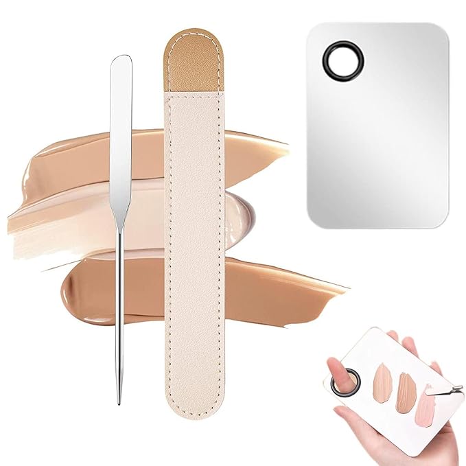 Makeup Spatula and Makeup Palette, Stainless Steel Foundation
