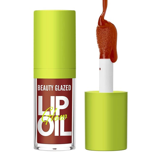Beauty Glazed Big Brush Head Lip Oil, Ultra-Hydrating & Nourishing, Smooth Glossy Finish Lip Glow Oil, Shiny and Vegan Tinted Lip Gloss, Non-Sticky Formula (1, 108# REBORN)