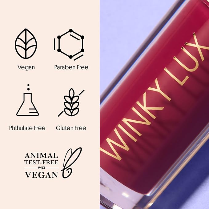 Winky Lux Very There Lip Oil, Hydrating Berry Tint with Jojoba Oil, Non-Sticky Glossy Lip Oil, Tinted Red Gloss for Juicy Lip, Berry