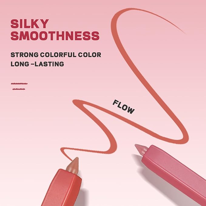 Pudaier Lip Liner Set, 12Pcs Matte Lip Liners with Sharpener, Premium Smooth and High Pigmented Creamy Lip Makeup Pencil