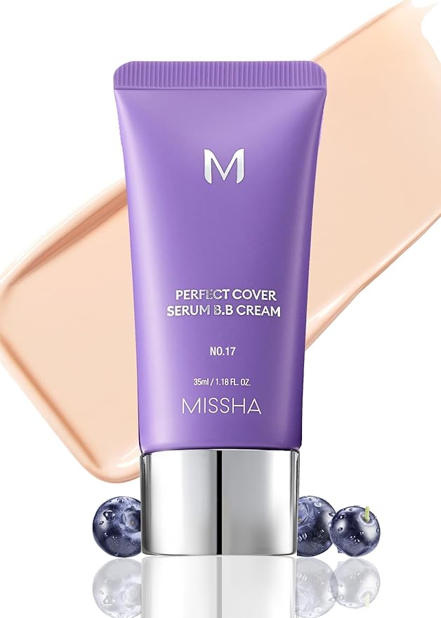 MISSHA M PERFECT COVER SERUM BB CREAM No.17 Fair- Fair with Cool Undertone, Skin Tint, Tinted Moisturizer, Skin Care Foundation Makeup, Superfood Complex, Glass Skin, Korean Makeup,1.18 Fl oz
