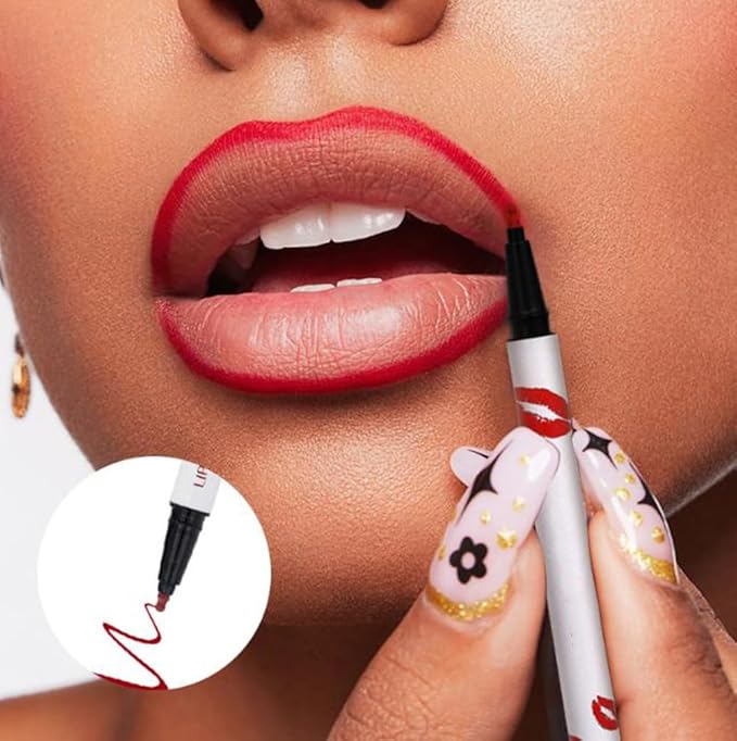 Longwear Liquid Lip Liner, Matte Lip Tint Stain Marker Pen, 2 in1 Liquid Lipstick & Lip Liner Pencil, Long Lasting Waterproof Lip gloss for Women, Fuller Lips Makeup (08(Orchid))