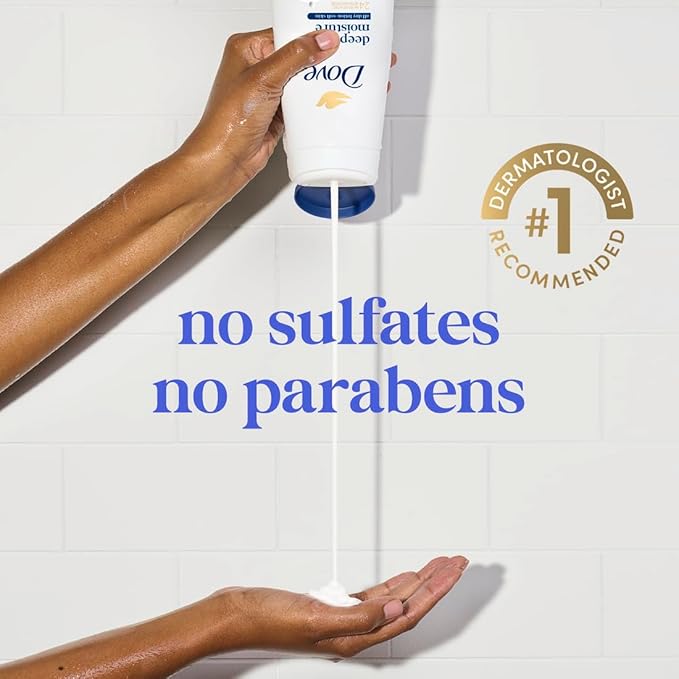 Dove Body Wash Deep Moisture, Sensitive Skin, Cucumber and Green Tea, and Shea Butter & Vanilla Collection 4 Count Skin Cleanser with 24hr Renewing MicroMoisture 20 oz