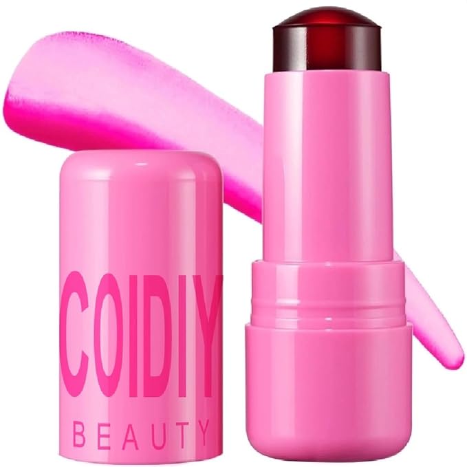 Milk Cooling Water Jelly Tint Blush,Milk Jelly Tint Sheer Lip & Cheek Stain Jelly Blush Stick. (rose pink)