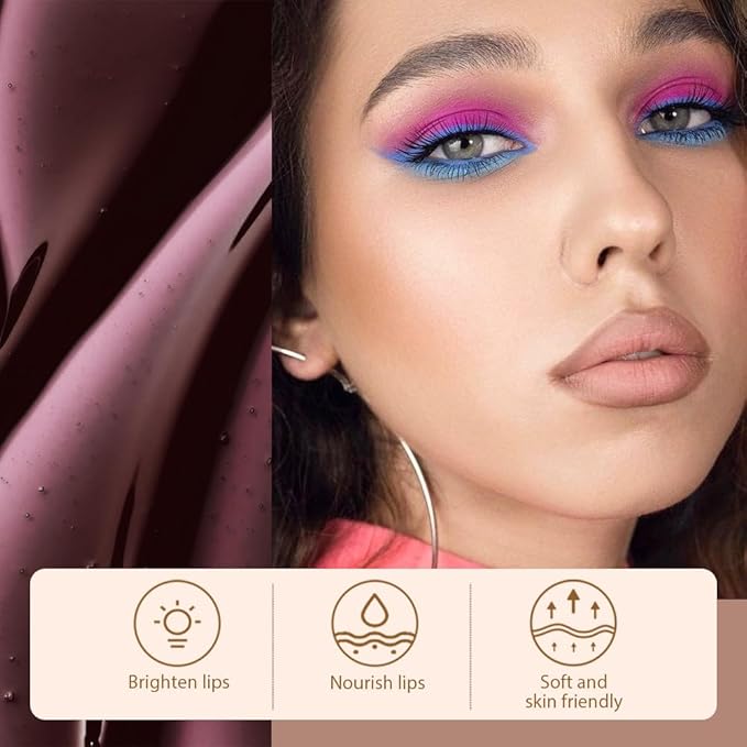 Matte Lip Stain Peel Off Lip Liner, Dark Brown Peel Off Lip Stain Tattoo,Long Lasting & Waterproof Peel Off Lip Gloss Lip Liner,Transfer-Proof All Skin Types.0.12 fl oz #05