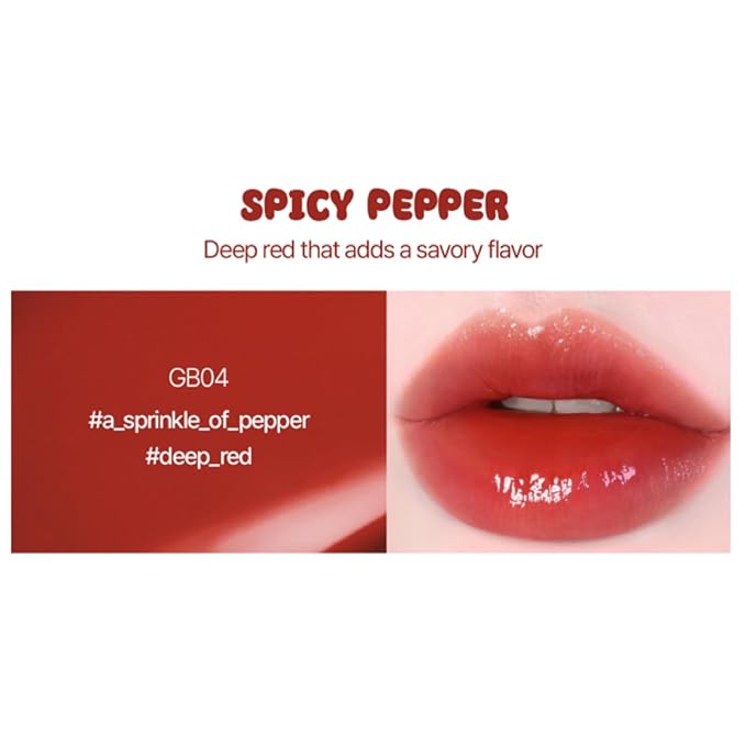 Glow Bokki Glossy Lip Tint, Korean Beauty (GB04 Spicy Pepper, 4.1 grams)