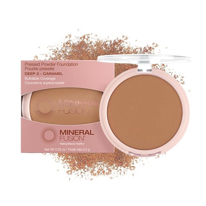 Mineral Fusion Pressed Powder Foundation, Deep 2 - Hypoallergenic, Cruelty-Free, 0.32 Oz
