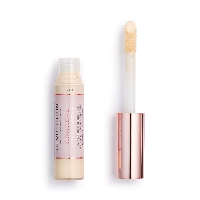 Makeup Revolution Conceal and Hydrate Concealer, Full Coverage 0.7 Fl Oz