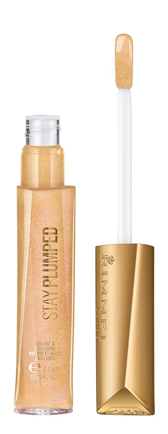 Rimmel Stay Plumped Lip Gloss, 801 Angel Shimmer, Pack of 1