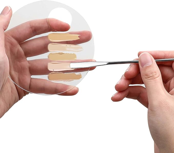 2PCS Makeup Mixing Palette with 2PCS Metal Spatula,