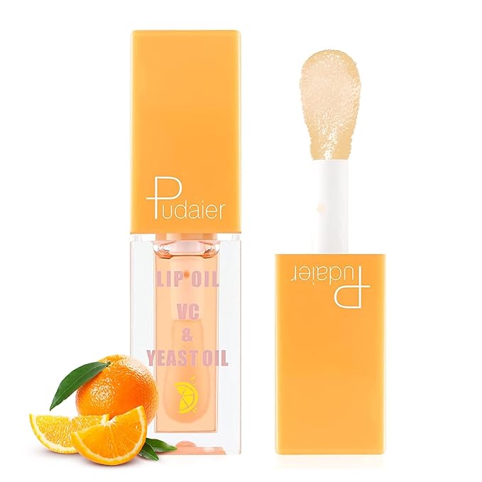 Plumping Lip Oil Set, Hydrating Lip Gloss Tinted Lip Balm Lip Care, Fruit Extract Lip Gloss Tinted for Dry Lip Moisturizing and Hydrating, Long Lasting Nourishing Non-sticky Cup (orange)