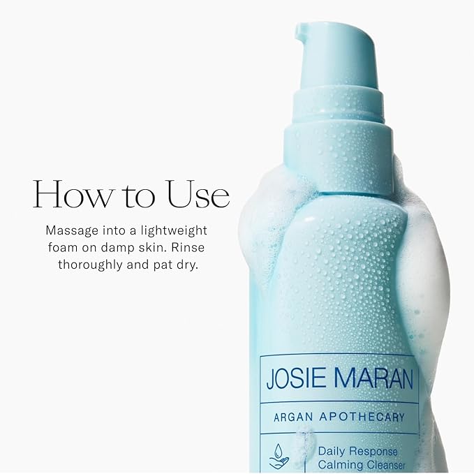 Josie Maran Argan Apothecary Daily Response Calming Facial Cleanser - Gentle Exfoliating Face Wash for Pores & Sensitive Skin - With Organic Argan Oil, Salicylic Acid, & Tea Tree Oil (4 fl oz/120 ml)