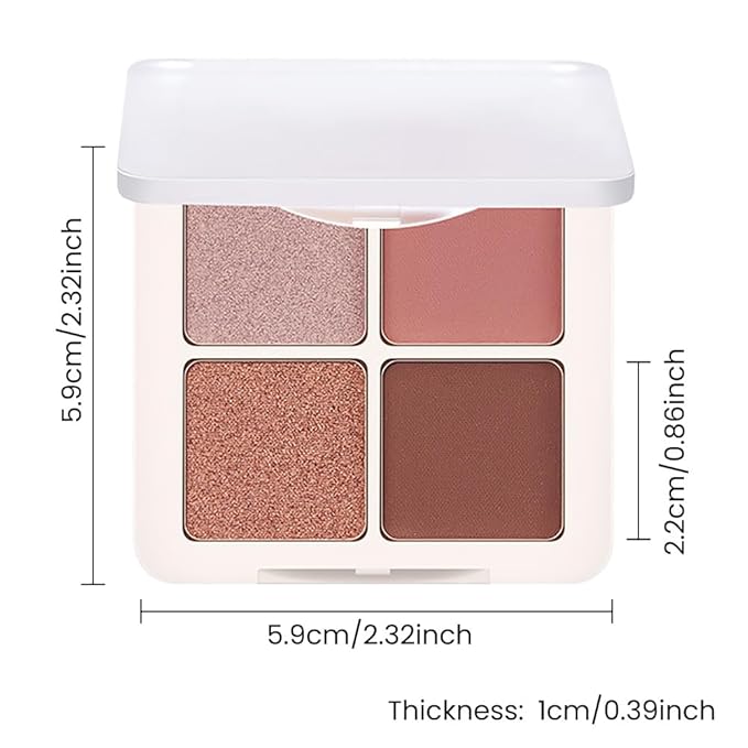4 Colors Matte Shimmer Eyeshadow Makeup Palette,Rose Gold Nude Pink Highly Pigmented Natural Neutral Eye Shadow Palette,Long Lasting Waterproof Naturing-Looking Women Girls Eye Shadow,Blendable
