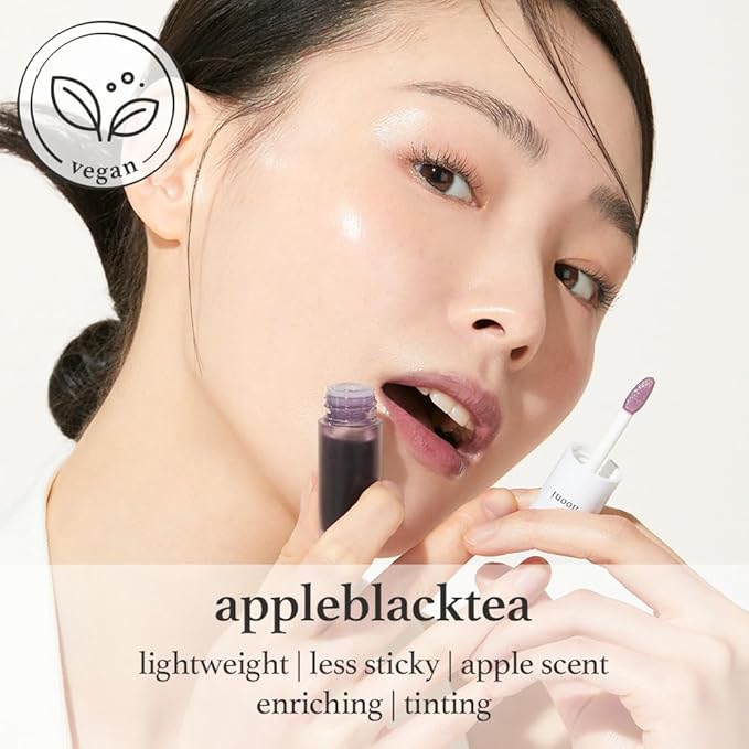 NOONI Korean Hydrating Lip Oil - Appleblacktea | Long-Lasting, Moisturizing, Plumping, Revitalizing for Dry Lips, Waterproof, No Peel Off, Hydrating, Nourishing Crystal Clear, 0.12 FL Oz