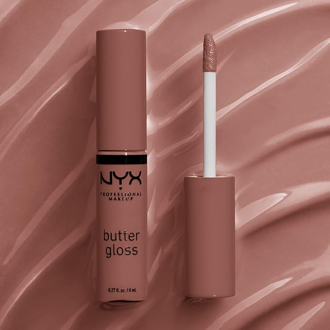 NYX PROFESSIONAL MAKEUP Butter Gloss Brown Sugar, Non-Sticky Lip Gloss - Butterscotch (Neutral Light Brown)
