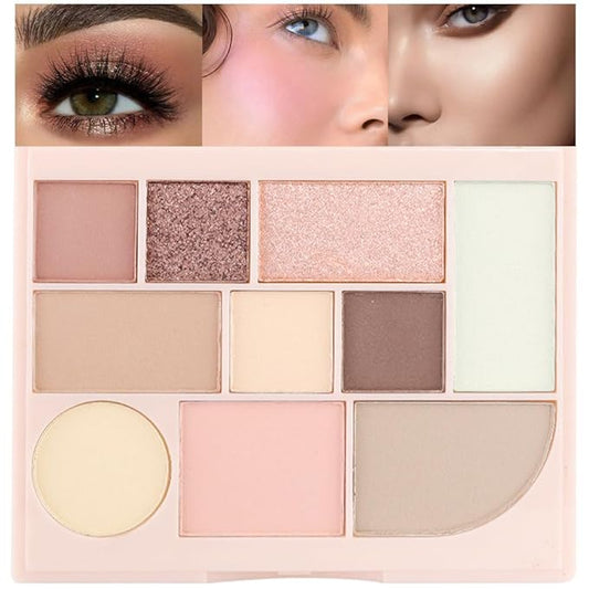 Shimmer Matte Eyeshadow Palette.Longwearing Highly Pigmented Natural Beige