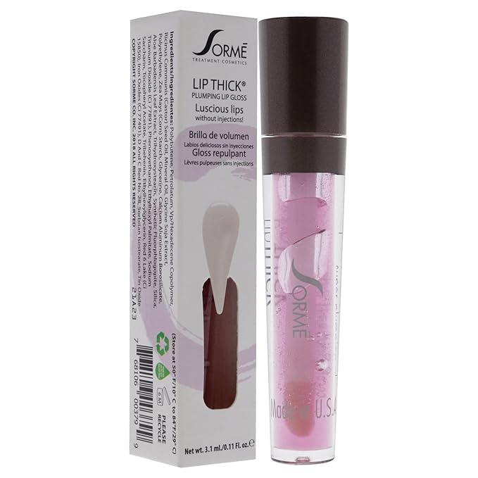 Sorme Cosmetics LipThick Plumping Gloss in Clear | Plumping Lip Gloss with Vitamins and Botanicals | Lip Plumping Gloss with Maxi-Lip Peptides | Cruelty-Free Lip Makeup