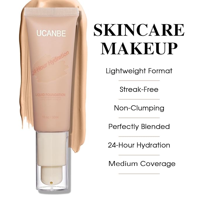 UCANBE Matte Liquid Foundation with Brush, Serum Foundation fl. oz.
