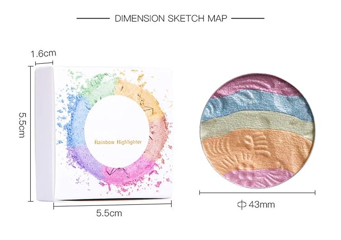 Pro 6 Colors 3D Baked Rainbow Highlighter Eyeshadow Unicorn Blush