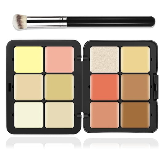 12 Colors Cream [Blush+Contour+Concealer+Highlighter] Makeup Palette for Cheeks