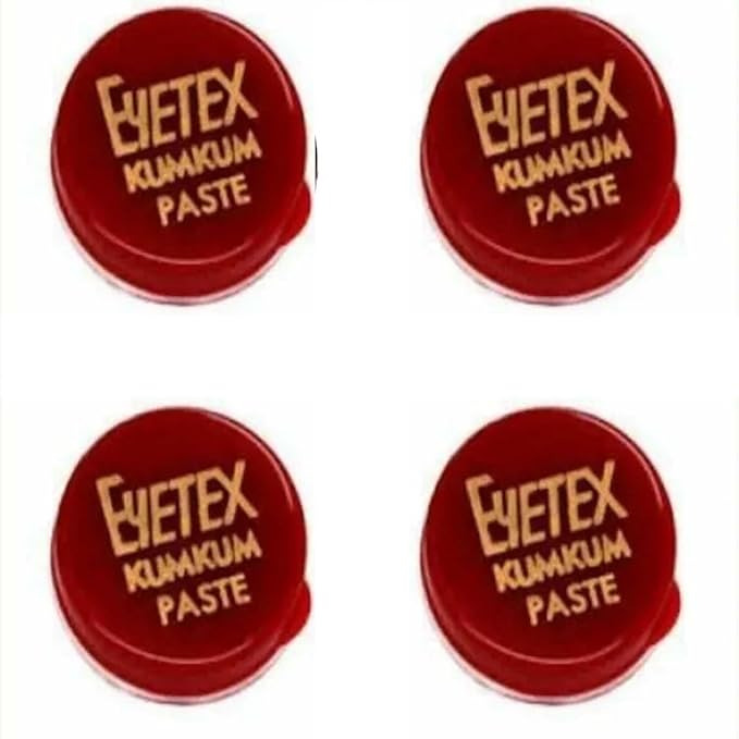 Eyetex Kumkum Paste Waterproof Long lasting, Smudge Proof 4Jars Red)