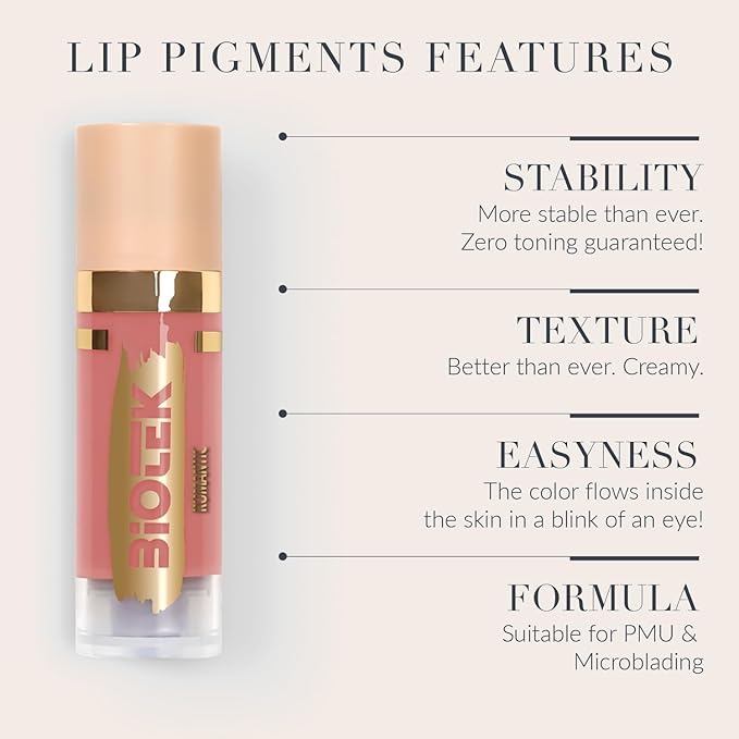Biotek Lip Pigment for Permanent Makeup - Light Brown Color for Lip - Made in Italy - Romantic 0,61 fl.oz.