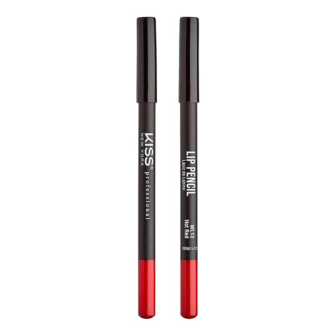 KISS New York Professional Slim Lip Pencil, Creamy Soft Lip Liner, Smooth Long-Lasting Rich Lip Color, Natural Lip Makeup, Water-Resistant Lip Crayon (Hot Red)