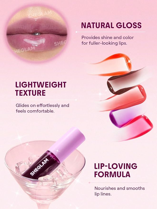 SHEGLAM Jelly Wow Tinted Lip Oil Plumping Lip Gloss Natural -Baby Steps