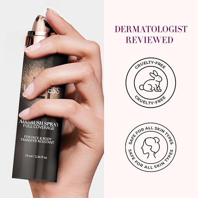 LUMINESS Spray Airbrush Foundation Makeup, Deep Rich Shade 2.36 fl oz