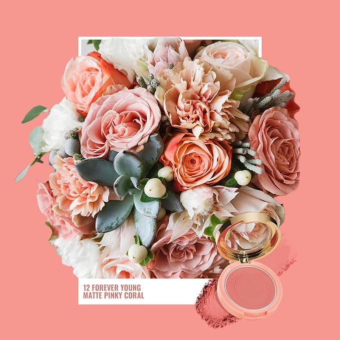 Oulac Blush Face Coral Matte | Pigmented Powdery 4.8g