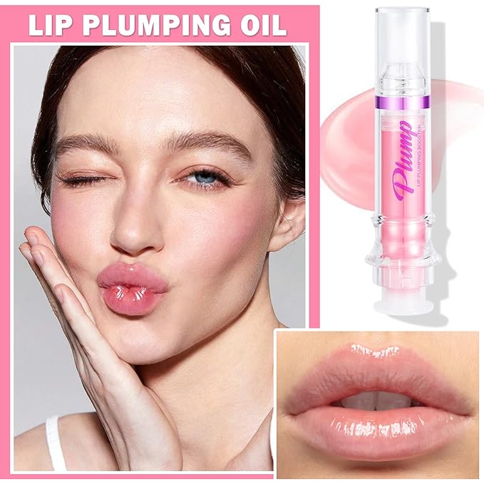 Korean Clear Lip Oil Gloss for Women,Ultra-Hydrating Lip Glow Oil with Chili Extract，Nourishing Lip Oil Tinted,Lip Plumping Booster,Fuller Lips Instantly - 02 Baby Pink