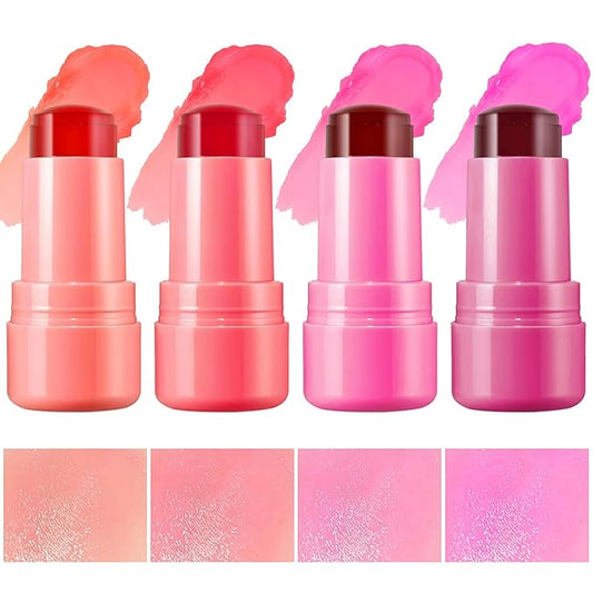 Jelly Blush Stick,Jelly Stain Stick,4Pcs Lightweight Long Lasting Lightweight